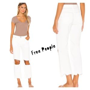 Free People Maggie Mid Rise Straight Optic White